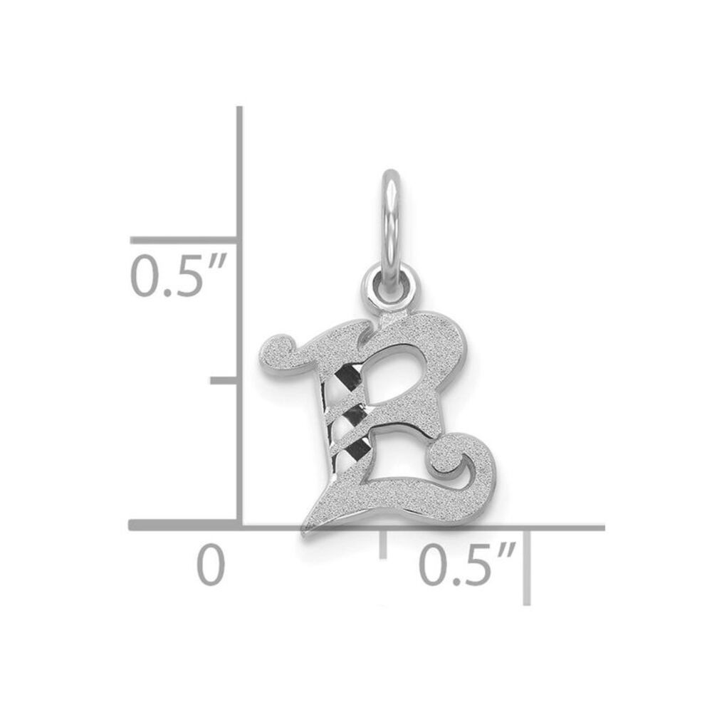 10k White Gold Diamond-Cut Initial E Charm - image 2